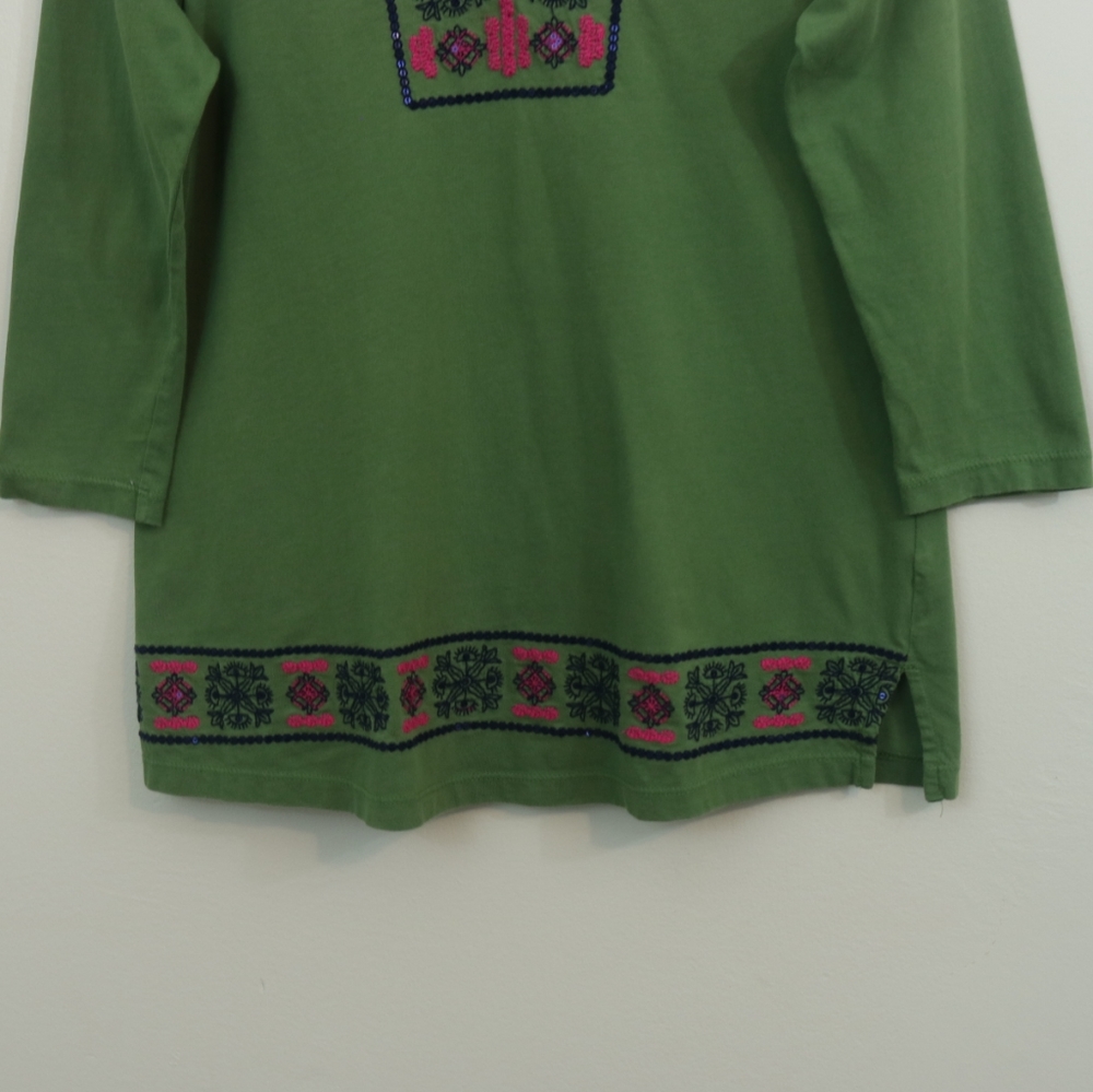 Kim Rogers Cotton Green Sequin Embroidered Top - Picture 4 of 9